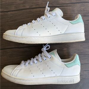 Adidas White and Light Green Sneakers